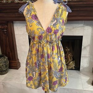 ZINGARA gorgeous & unique yellow dress with flower and bird design🕊️